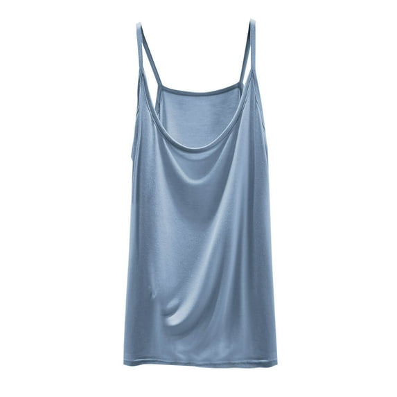 Kaemgyyd Pajama Tops for Women Plus Size Soft Loose Scoop Neck Sleepwear Casual Solid Color Sleeveless Spaghetti Strap Flowy Shirt