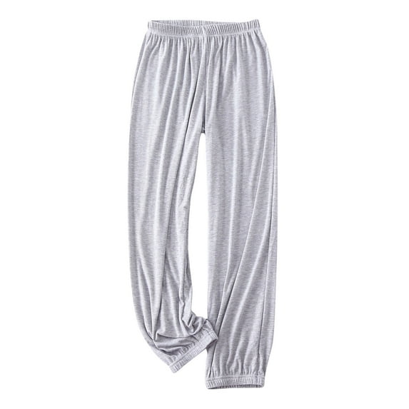 Kaemgyyd Pajamas Pants for Women Solid Color Elastic Waist Ribbed Pj Bottoms Soft Loose Cinch Bottom Lounge Sleepwear