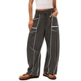 thumbnail image 1 of Kaemgyyd Palazzo Pants for Women Summer Casual Drawstring Wide Leg Pants Baggy Elastic Waist Comfy Beach Trousers Streetwear, 1 of 7