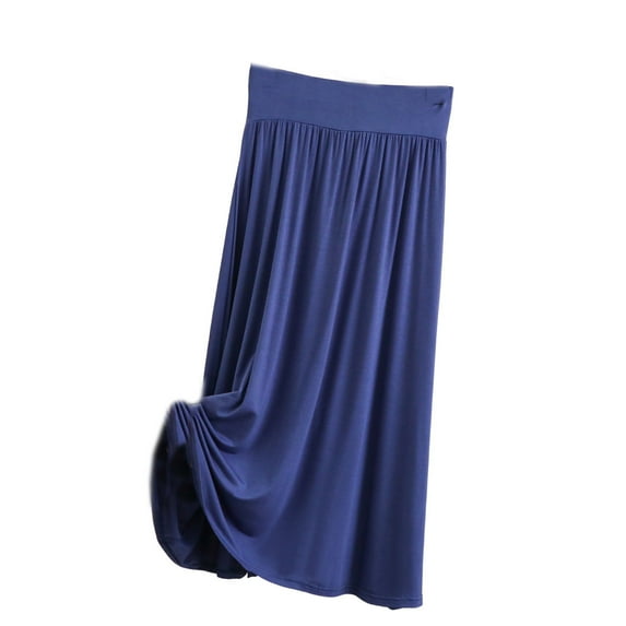 Kaemgyyd Pleated Skirts for Women Elastic High Waist Soft Lounge Skirt Solid Color Basic Flowy Skirt Fall Winter