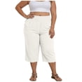 thumbnail image 1 of Kaemgyyd Plus Size Capris for Women Stylish Lightweight Elastic High Waist Capri Pants Casual Solid Color Wide Leg Cropped Pants, 1 of 7