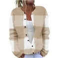 thumbnail image 1 of Kaemgyyd Plus Size Cardigan Sweater for Women Fall Long Sleeve Open Front Knit Sweaters Trendy Plaid Loose Outwear Coat, 1 of 5