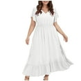 thumbnail image 1 of Kaemgyyd Plus Size Dresses Women Ruffle Short Sleeve V Neck A-Line Flowy Dress High Waist Tiered Summer Beach Vacation Clothes, 1 of 7