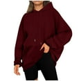 thumbnail image 1 of Kaemgyyd Plus Size Hoodies for Women Fall Fashion Warm Pullover Solid Basic Sweatshirts with Pocket Long Sleeve Oversized Clothes, 1 of 6