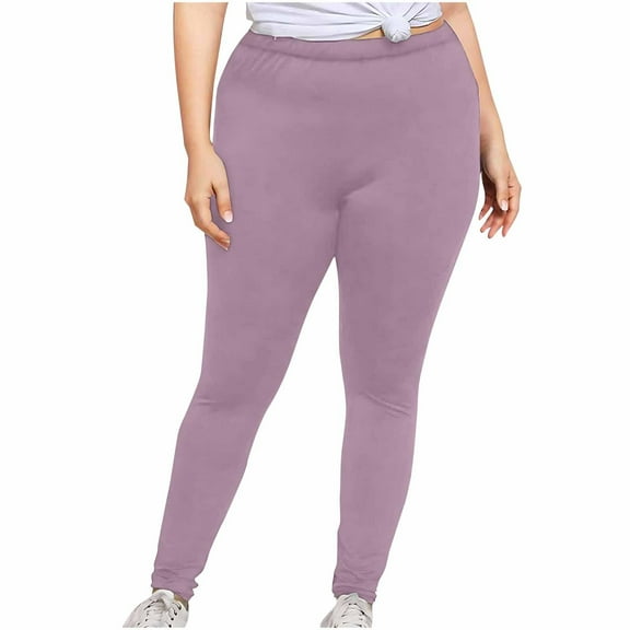 Kaemgyyd Plus Size Leggings for Women Soft Comfy High Waisted Solid Stretch Yoga Pants Butt Lifter Workout Running Tights