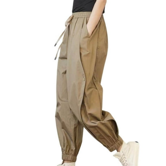 Kaemgyyd Plus Size Pants for Women Lightweight Lounge High Waisted Joggers with Pockets Button Hiking Cargo Trousers Outdoor
