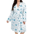 thumbnail image 1 of Kaemgyyd Plus Size Robes for Women Cute Print Ribbed Knit Bathrobe Lightweight Kimono Robe Fashion V Neck Soft Sleepwear S-Xl, 1 of 2