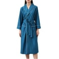 thumbnail image 1 of Kaemgyyd Plus Size Robes for Women Long Sleeve Quick-Dry Bathrobe Soft Lightweight Loungewear Belted Sleepwear with Pockets, 1 of 4