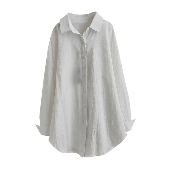 Kaemgyyd Plus Size Shirts for Women Classic Button down Solid color tops Casual Loose Long Sleeve outfit