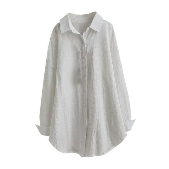 Kaemgyyd Plus Size Shirts for Women Classic Button down Solid color tops Casual Loose Long Sleeve outfit