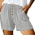thumbnail image 1 of Kaemgyyd Plus Size Shorts for Women Cotton Linen Casual Elastic Waist Summer Beach Short Pants with Pockets, 1 of 6