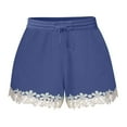 thumbnail image 1 of Kaemgyyd Plus Size Shorts for Women Cute Lace Trim Elastic Waist Drawstring Shorts with Pockets Beach Vaction Clothes for Women, 1 of 5