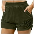 thumbnail image 1 of Kaemgyyd Plus Size Shorts for Women Lightweight Elastic Waist Side Ruched Hot Pants Athletic Workout Gym Yoga Shorts with Pockets, 1 of 7