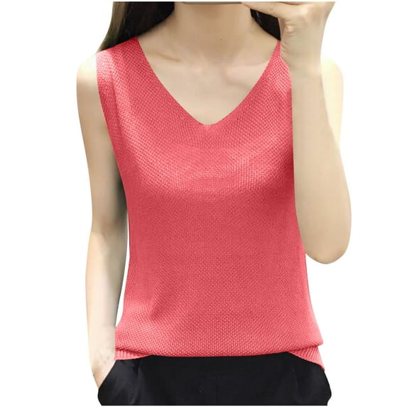 Kaemgyyd Plus Size Spring Clothes for Women Soft V Neck Loose Sleeveless Summer Tops Casual Beach Vaction Shirt