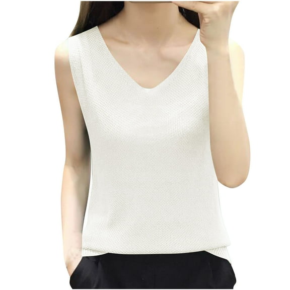 Kaemgyyd Plus Size Spring Clothes for Women Soft V Neck Loose Sleeveless Summer Tops Casual Beach Vaction Shirt