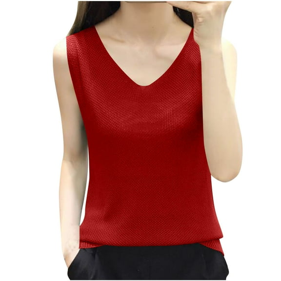 Kaemgyyd Plus Size Spring Clothes for Women Soft V Neck Loose Sleeveless Summer Tops Casual Beach Vaction Shirt
