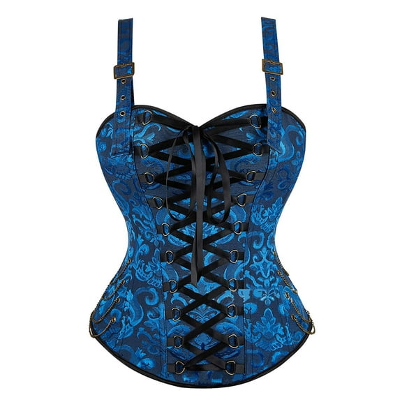 Kaemgyyd Plus Size Tank Tops for Women Vintage Renaissance Corset Top Lace up Back Zipper Waist Trainer Sleeveless Body Shaper