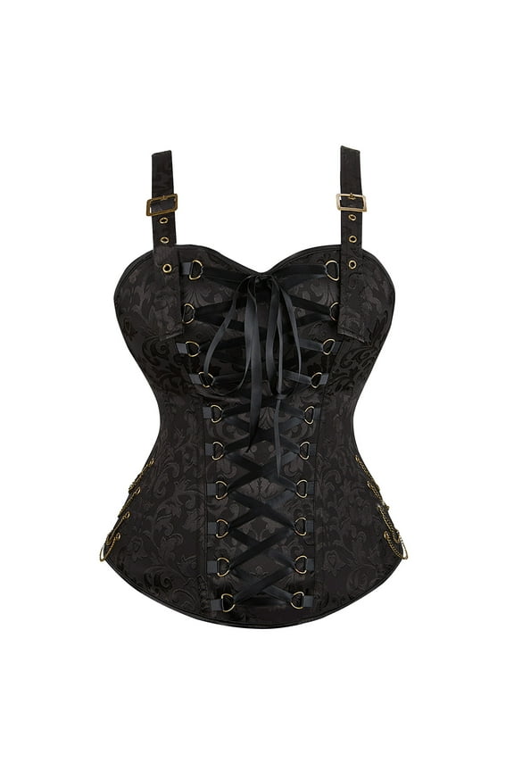 Plus Size Tank Tops for Women Vintage Renaissance Corset Top Lace up Back Zipper Waist Trainer Sleeveless Body Shaper