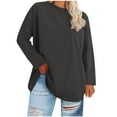 thumbnail image 1 of Kaemgyyd Plus Size Tops for Women Casual Solid Color Long Sleeve Shirts Loose Crewneck Oversized Pajama Tunic Tee, 1 of 5
