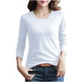 thumbnail image 1 of Kaemgyyd Plus Size Tops for Women Classic Crew Neck Long Sleeve Tshirt Basic Loose Fit Solid Color Layering Tee for Spring, 1 of 4