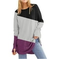 thumbnail image 1 of Kaemgyyd Plus Size Tops for Women Color Block Soft Comfy Tunic Tee Casual Loose Long Sleeve Crew Neck Shirt with Thumb Hole, 1 of 5