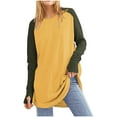thumbnail image 1 of Kaemgyyd Plus Size Tops for Women Fall Fashion Clothing Long Sleeve Crew Neck Pullover Oversized Color Block Shirt with Thumb Hole, 1 of 4