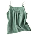 thumbnail image 1 of Kaemgyyd Plus Size Tops for Womens Sleeveless Cotton Linen Tank Tops Casual Spaghetti Strap Summer Basic Cami Shirt, 1 of 4
