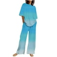 thumbnail image 1 of Kaemgyyd Plus Size Two Piece Outfits for Women Oversized Crew Neck Tops and Wide Leg Loose Long Pants Tracksuit with Pockets, 1 of 5