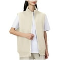 thumbnail image 1 of Kaemgyyd Plus Size Vest for Women Lightweight Fleece Sleeveless Outerwear Solid Warm Zip up Jackets with Pockets, 1 of 7