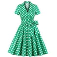 thumbnail image 1 of Kaemgyyd Polka Dot Dress for Women Vintage Short Sleeves 1950s Dress Cute A-Line Bow Belt Cocktail Dress for Party Fall, 1 of 6