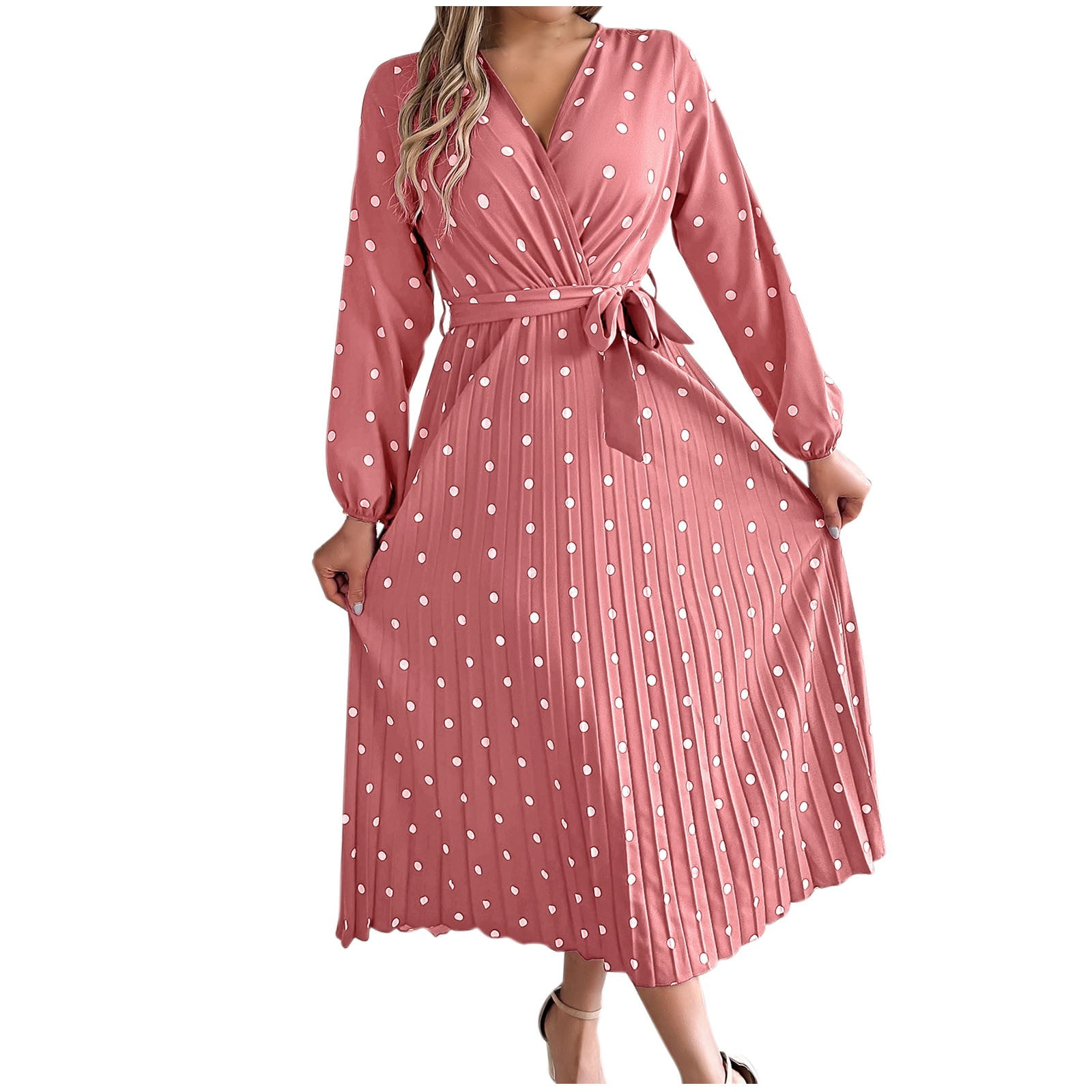 boho fall maternity dress Black Polka Dot Tulle A-Line Midi Dress main image 0