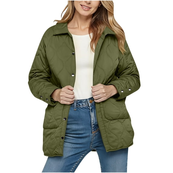 Kaemgyyd Quilted Jackets for Women Lightweight Warm Windbreaker Puffer Coat Trendy Button Down Fall Winter Outerwear with Pockets