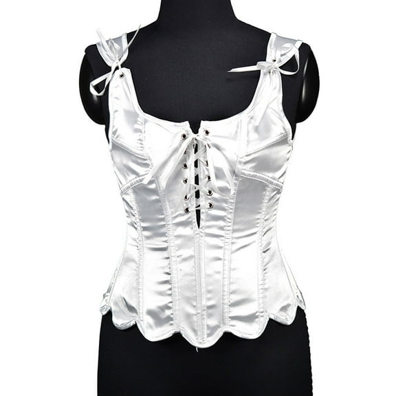 Kaemgyyd Renaissance Corset Tops for Women Satin Silk Drawstring Corset Vest Medieval Tie-Up Body Shaper Corsets Top