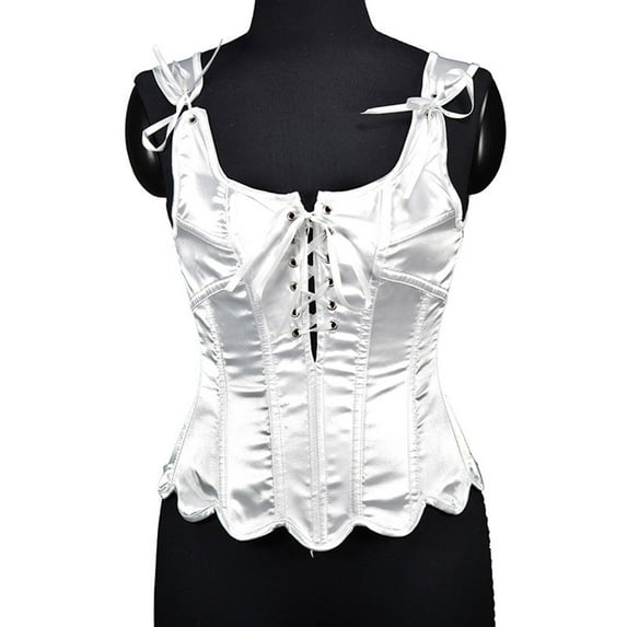 Kaemgyyd Renaissance Corset Tops for Women Satin Silk Drawstring Corset Vest Medieval Tie-Up Body Shaper Corsets Top