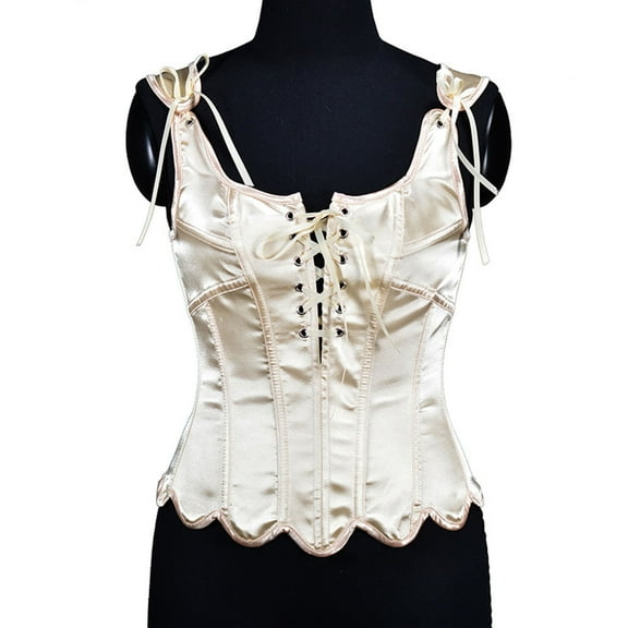 Kaemgyyd Renaissance Corset Tops for Women Satin Silk Drawstring Corset Vest Medieval Tie-Up Body Shaper Corsets Top