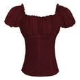 thumbnail image 1 of Kaemgyyd Renaissance Shirts for Women Summer Ruffle Short Sleeve Square Neck Corset Top Blouse Vintage Party Clubwear, 1 of 4
