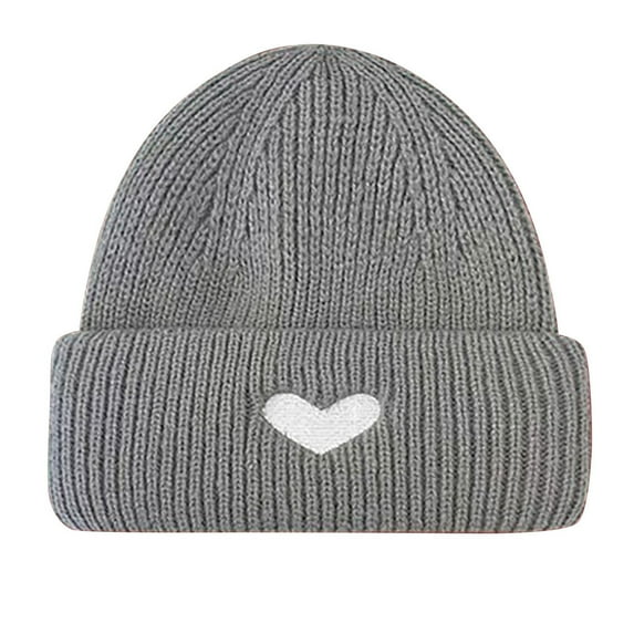 Kaemgyyd Ribbed Knit Beanie for Women Men Soft Warm Stretchy Trendy Hat Valentine's Day Heart Cap for Fall Winter Weather