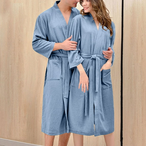 Kaemgyyd Robe for Women Long Sleeve Fashion Cozy Bathrobes Warm Couple Pajamas Midi Dress with Pockets