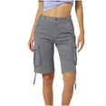 thumbnail image 1 of Kaemgyyd S- 4XL Bermuda Shorts for Women Knee Length High Waisted Cargo Shorts Straight Leg Summer Casual Long Chino Shorts for Hiking, 1 of 6