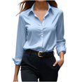 thumbnail image 1 of Kaemgyyd Satin Dress Shirts for Women Fashion Lapel Button Down Silk Shirt Business Casual Long Sleeve Work Blouse, 1 of 6