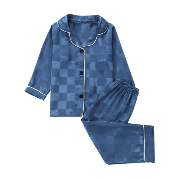 Kaemgyyd Satin Kid Pajamas for Girls 2 Piece Silk Pjs Set Toddler Boys Sleepwear Long Sleeve Button-Up Shirt and Pants Lounge Sets