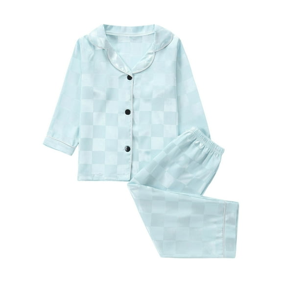 Kaemgyyd Satin Kid Pajamas for Girls 2 Piece Silk Pjs Set Toddler Boys Sleepwear Long Sleeve Button-Up Shirt and Pants Lounge Sets