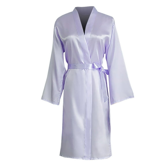 Kaemgyyd Satin Robes for Women Solid Long Sleeve Silk Bathrobe Soft Lightweight Sleepwear Bridesmaid Wedding Party Robes