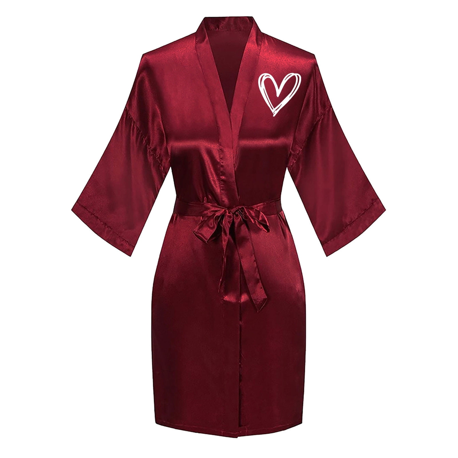 Kaemgyyd Satin Robes for Women Trendy Heart Valentines Silk Kimono
