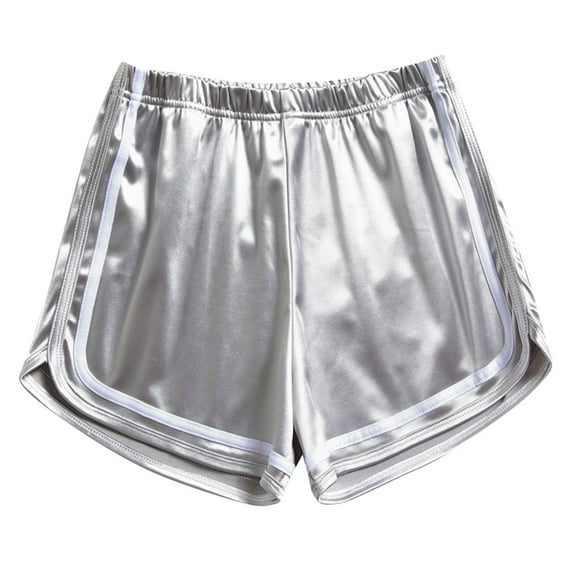 Kaemgyyd Satin Shorts for Women Soft Comfy Silk Pajama Shorts Fashion Loose Elastic Waist Wide Leg Running Shorts