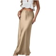thumbnail image 1 of Kaemgyyd Satin Skirts for Women Silk High Waisted Flowy Maxi Skirt Tie up Loose Elegant Work Office Long Skirts, 1 of 7