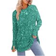thumbnail image 1 of Kaemgyyd Sequin Tops for Women Casual Sparkly Long Sleeve Crewneck Tops Oversized Loose Glitter Fall Fashion Clothes Trendy Outfits, 1 of 3