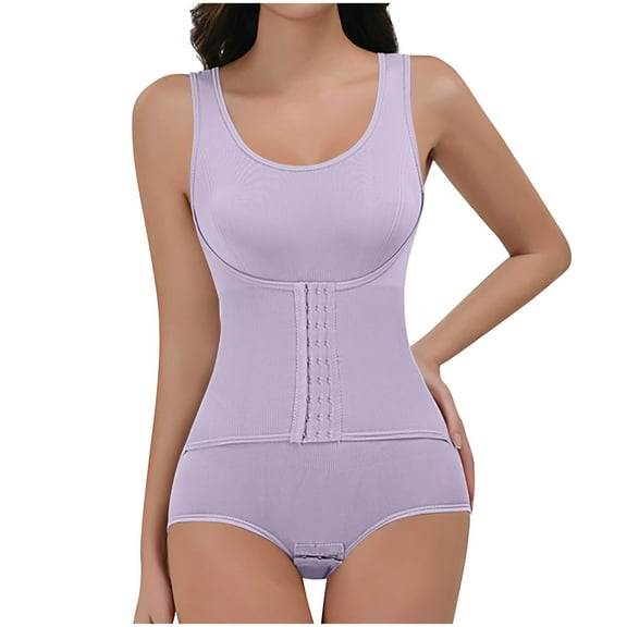 Kaemgyyd Shapewear for Women Plus Size Sleeveless Tank Rompers Summer Scoop Neck Slim Bodycon Corset Bodysuit