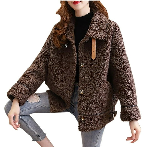 Kaemgyyd Sherpa Jackets for Women Causal Fashion Fleece Winter Coats Loose Button down Outerwear with Pockets