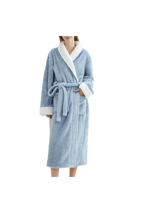 Sherpa Robes for Women Winter Warm Fleece Lined Kimono Long Robe Lightweight Beltd Unisex Bathrobe Housecoat